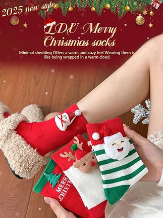 4-Pack Christmas Socks 2025 Cute & Funny Crew Socks for Women, Holiday Gift