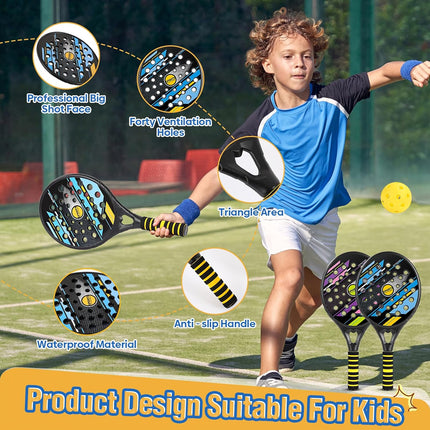 Kids Beach Pickle Ball Set Waterproof Paddles with 3 Balls Outdoor Game