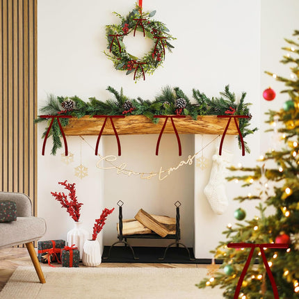 24PCS Velvet Christmas Bows – Wine Red Rustic Ribbon Bows for Tree & Wreaths