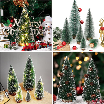 6PCS Mini Christmas Trees – Artificial Bottle Brush Tabletop Decor with Base