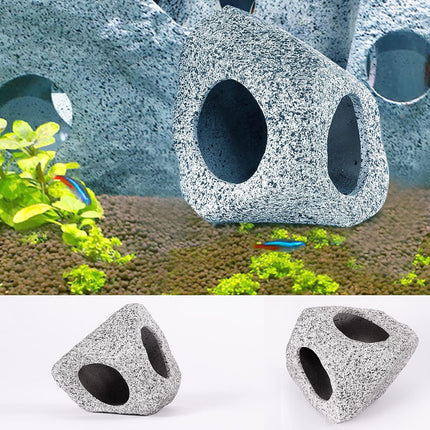 3 Piece Ceramic Aquarium Rock Cave Set Stackable Betta Fish Shrimp Hideout Decor