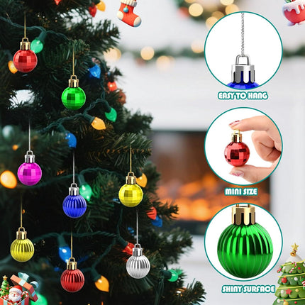 24PCS Mini Christmas Balls – 1.18" Shatterproof Colorful Tree Ornaments
