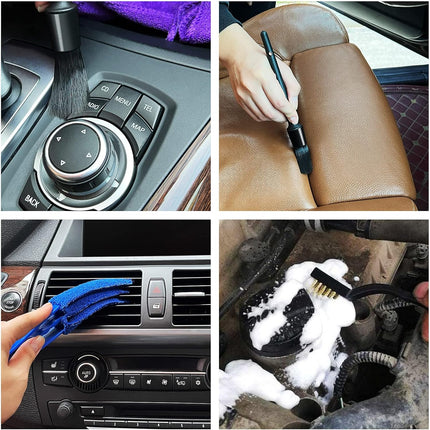 9Pcs Car Detailing Brush Set, Interior Cleaning Kit, Soft, Wire & Vent Brushes