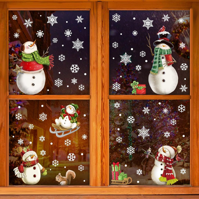 Christmas Snowflake Window Clings – Reusable Stickers for Winter Decorations