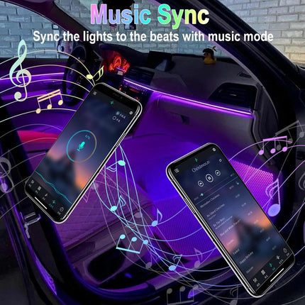Car Interior LED Light Strip with App & Remote Control, Music Sync Ambient Lighting