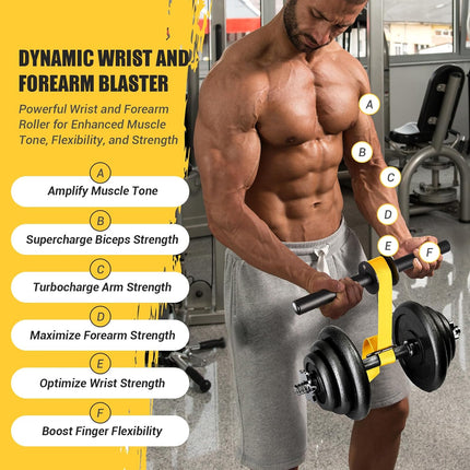 Forearm Strengthener Wrist Roller with Nylon Webbing for Grip Training