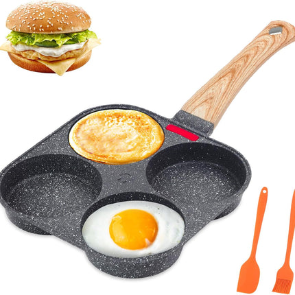4-Cup Egg Cooker Pan – Nonstick Omelette Skillet for Gas & Induction Cooking