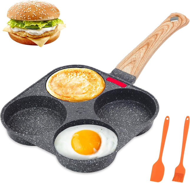 4-Cup Egg Cooker Pan – Nonstick Omelette Skillet for Gas & Induction Cooking