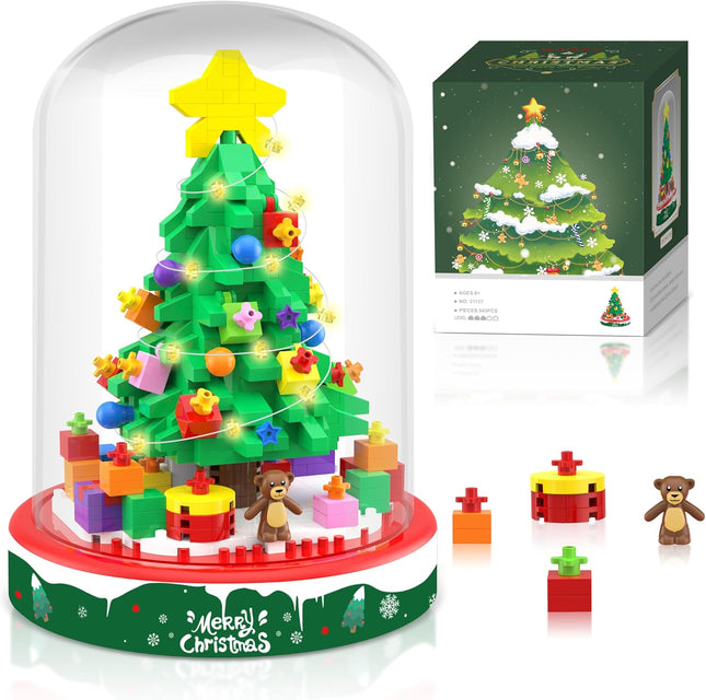 Christmas Tree Building Blocks Kit – 543PCS Tabletop Tree with Lights