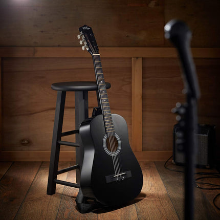 38-Inch Beginner Acoustic Guitar Kit – Black, Gig Bag, Strings, Tuner & Picks