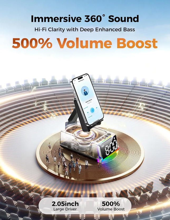 Bluetooth Speaker & Phone Stand, HD Sound, Anti-Slip, Gift for Men & Women