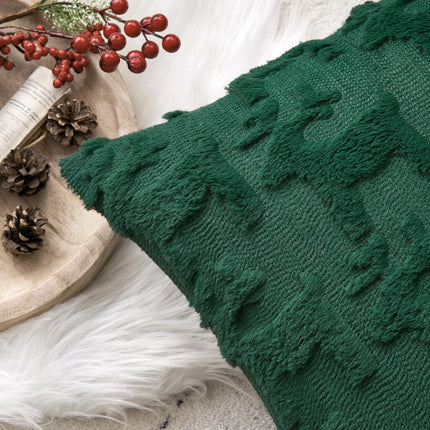 2-Pack Dark Green Christmas Throw Pillow Covers – Reindeer and Winter Holiday Decor