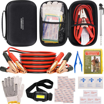 Car Emergency Kit with Jumper Cables, Automotive Safety Kit for Cars & SUVs