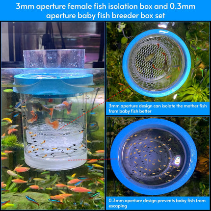 Fish Tank Breeder Box Set 2 Piece Floating Aquarium Hatchery Isolation Separator