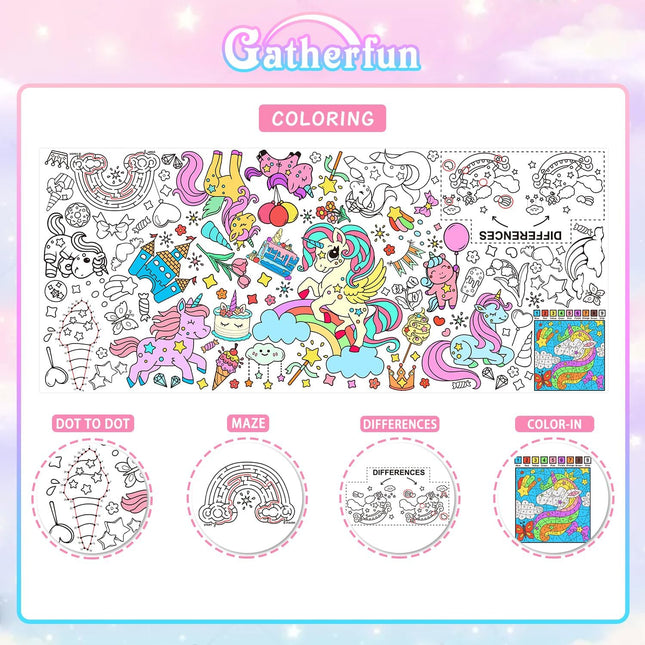 Unicorn Birthday Giant Coloring Poster 31.5x72” – Party or Classroom Decor
