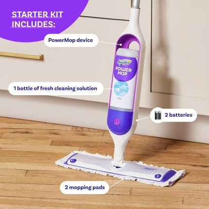 PowerMop Multi-Surface Floor Cleaning Kit with Pads, Solution & Batteries