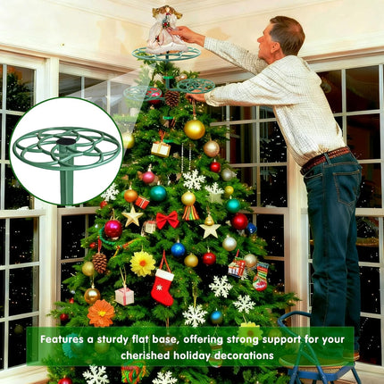 3-Tier Christmas Tree Topper Holder – Universal Green Stabilizer for Decorations