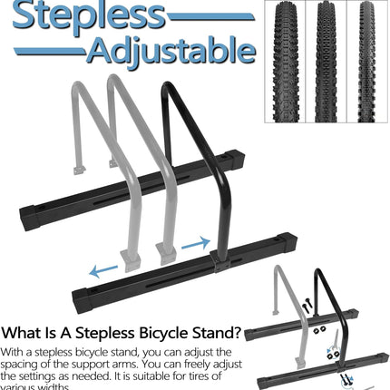 Adjustable Bike Stand Floor Rack, Fits 20-29in MTB & Road Bikes, Indoor Outdoor