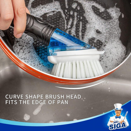 Soap Dispensing Dish Brush Kitchen Scrub Brush for Pots Pans Sink Black