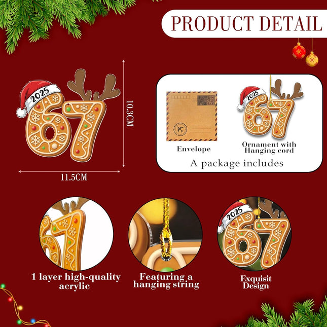 67 Christmas Ornament – Funny 2025 Meme Acrylic Hanging Decor for Teens & Adults