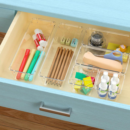 6-Pack Clear Acrylic Drawer Organizers – Storage for Makeup, Jewelry & Office