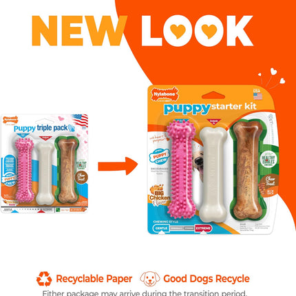 Puppy Chew Toys & Treats Triple Pack, Chicken & Bacon Flavor for Small Dogs
