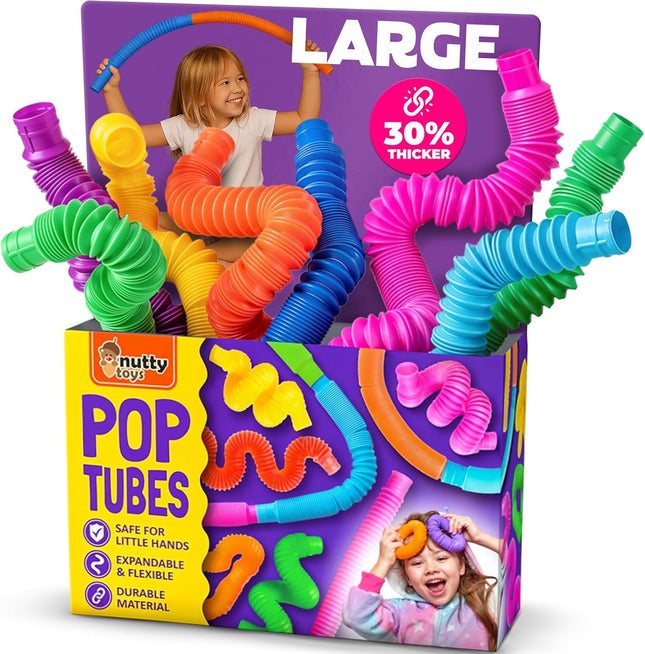 8-Pack Pop Tubes – STEM Learning, Fidget & Sensory Toys for Boys & Girls