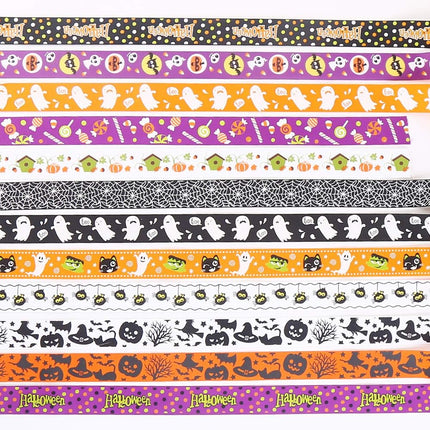 24-Yard Halloween Grosgrain Ribbon 1in, Ghost & Spider Print for Gift Wrapping