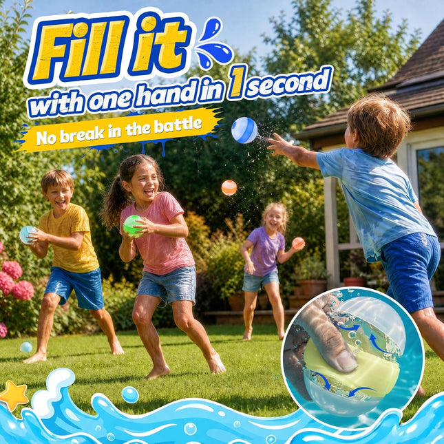 12PCS Reusable Silicone Water Balloons Quick Fill Pool Beach Toys for Kids
