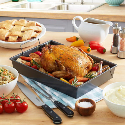13" x 9" Nonstick Roasting Pan with Rack, Professional Oven Baking Tray