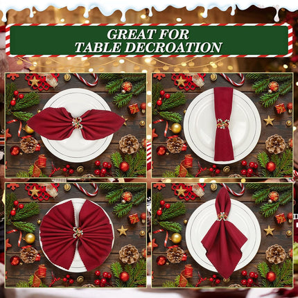 Christmas Metal Napkin Rings Set of 6, Holiday Dinner Party Table Decor