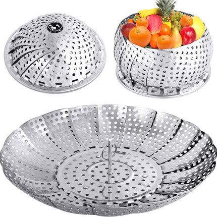 Folding Veggie Steamer Basket – Expandable Stainless Steel Insert for Cooking