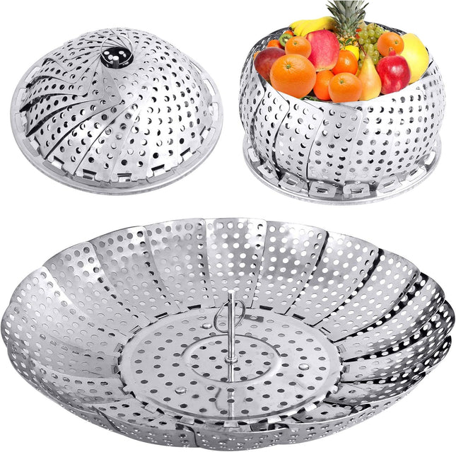 Folding Veggie Steamer Basket – Expandable Stainless Steel Insert for Cooking