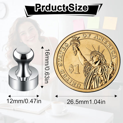 20 Pack Silver Magnetic Push Pins Strong Fridge Magnets for Home and Office