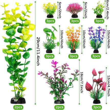 25 Pack Artificial Aquarium Plants Fish Tank Decorations Colorful Plastic Plants Fish Tanks
