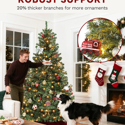 Prelit Christmas Tree 7.5ft – 550 LEDs, 1450 Tips, Remote, Hinged Metal Frame