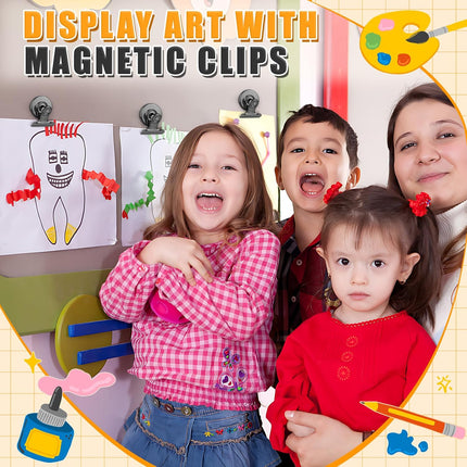 12 Pack Magnetic Clips, Strong Fridge Magnets, Whiteboard Clips for Home Office