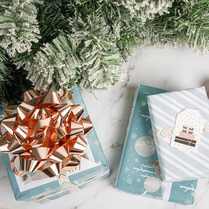 Christmas Wrapping Paper Mini Roll – Reindeer & Stripe Holiday Gift Wrap