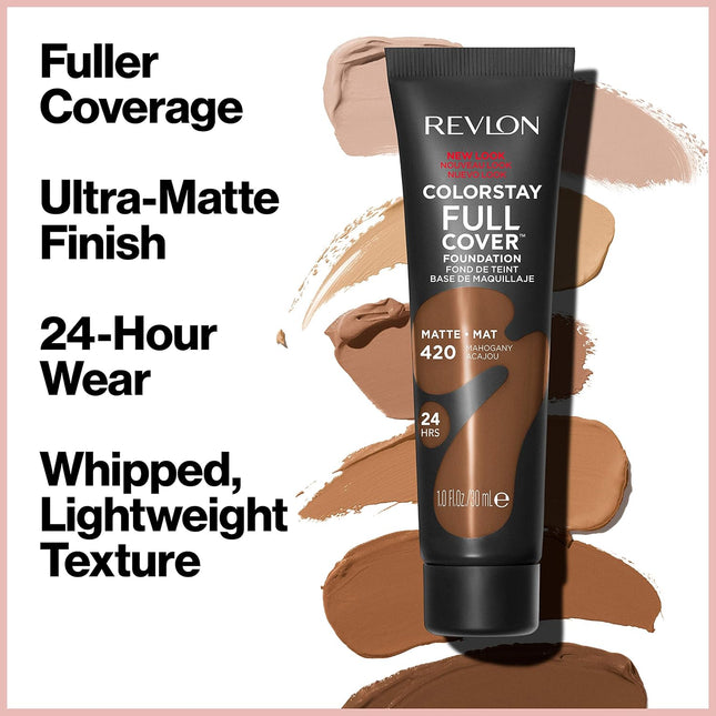 ColorStay Full Cover Foundation 200 Nude, Full Coverage Matte Longwear, 1 Fl Oz