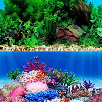 Aquarium Background Sticker 15.7 x 40 Inch PVC Fish Tank Seaweed Plant Wallpaper