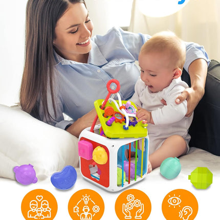 Montessori Activity Cube Toy for Toddlers – Sensory Sorter 18+ Months