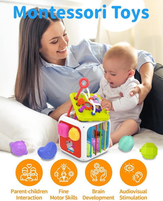 Montessori Activity Cube Toy for Toddlers – Sensory Sorter 18+ Months