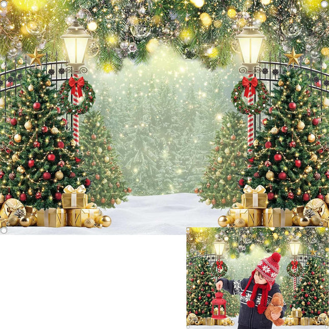 Christmas Tree Backdrop 7x5ft – Winter Glitter Bokeh Photography Background