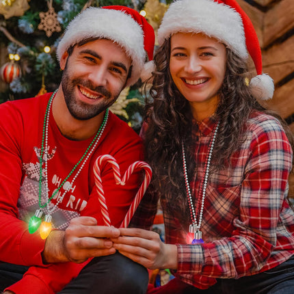 8 PCS Christmas Light-Up Bulb Necklaces Xmas Party Accessories Bulk