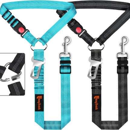 3-in-1 Dog Car Seatbelt Harness – Adjustable, Reflective, Blue & Black
