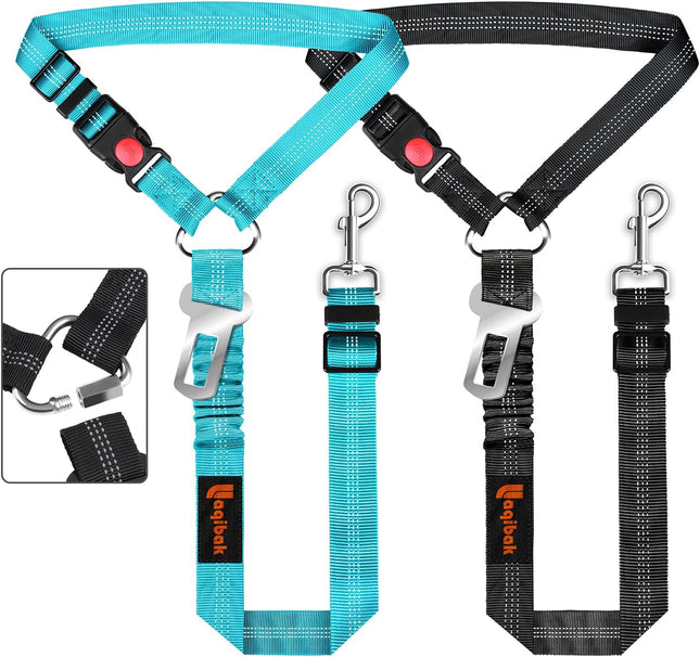3-in-1 Dog Car Seatbelt Harness – Adjustable, Reflective, Blue & Black