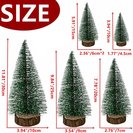 6PCS Mini Christmas Trees – Artificial Bottle Brush Tabletop Decor with Base