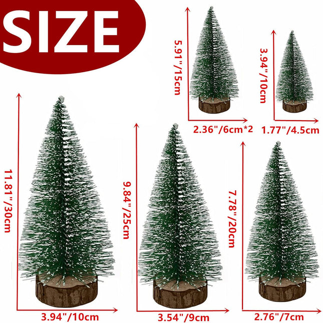 6PCS Mini Christmas Trees – Artificial Bottle Brush Tabletop Decor with Base