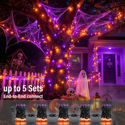 Purple & Orange Halloween String Lights, 20FT 100-Count Waterproof Mini Lights