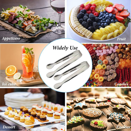 6PCS Small Kitchen Tongs Set – Silver, Perfect for Ice, Tea, and Appetizers